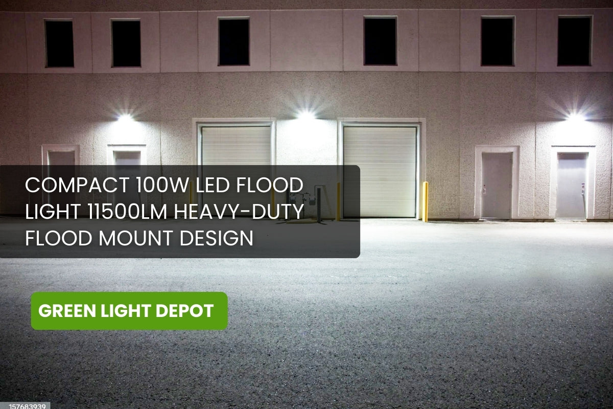 Compact 100W LED Flood Light – 11500lm Heavy-Duty Flood Mount Design