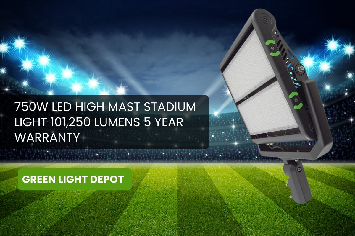 Next-Level Brightness 750W LED High Mast Stadium Light – 101,250 Lumens – 5 Year Warranty