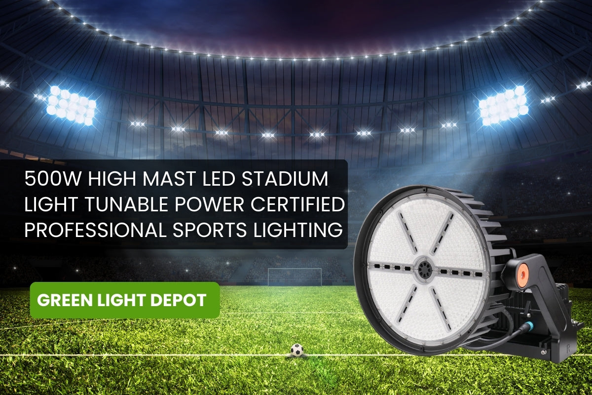 500W High Mast LED Stadium Light – Tunable Power – Certified Professional Sports Lighting