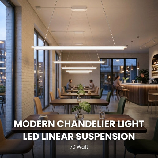 Modern LED Linear Suspension Chandelier Light 70W Acrylic Pendant Fixture