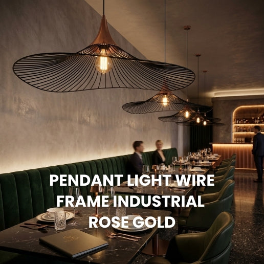 Pendant Light Wire Frame Industrial Rose Gold Copper Cage Hanging Light