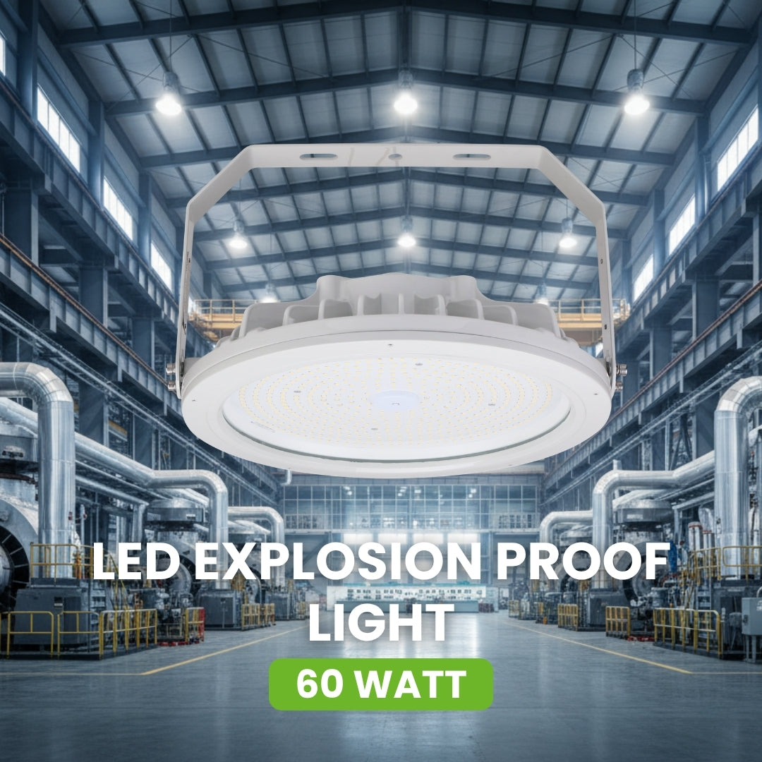 60W LED Explosion Proof Light – 5000K – AC100-277V – Clear Striped Glass Globe – Industrial Hazardous Location Fixture