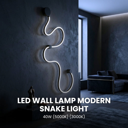 Modern LED Snake Wall Lamp 40W Black Aluminum Silicone Wall Light Fixture