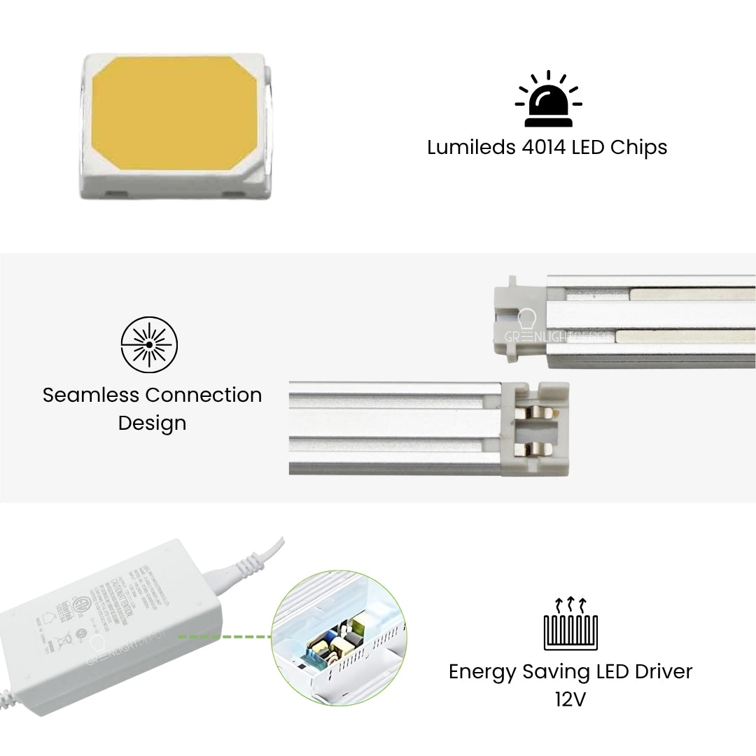 LED Under Cabinet Light - 4 Seamless Light Bars + Power Supply