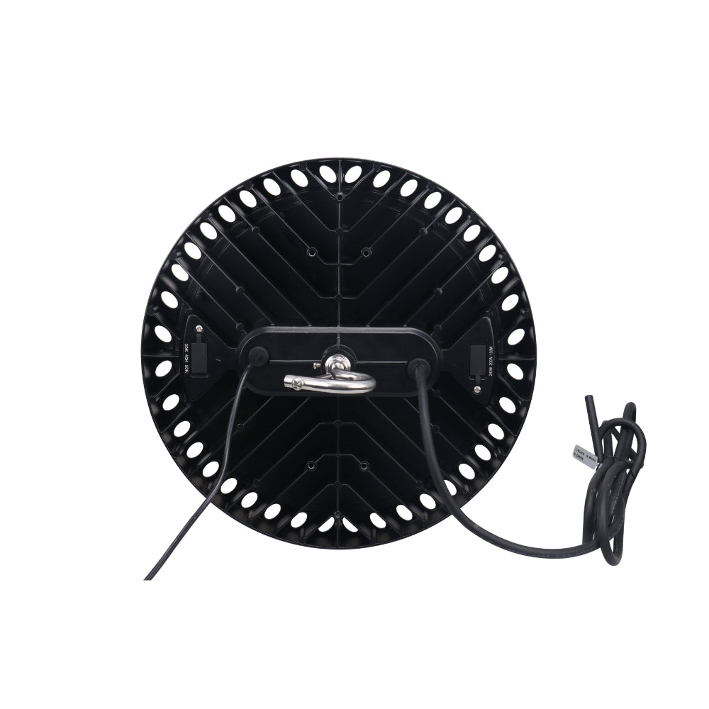 LED High Bay - LM/ W- Wattage Tunable (240W/200W/150W) - CCT Selectable (5000K/4000K/3000K) - UFO6 - Hook Mount - Black - UL DLC 5.1