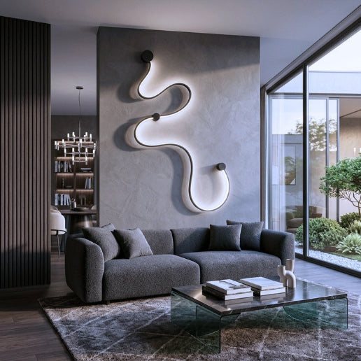 Modern LED Snake Wall Lamp 40W Black Aluminum Silicone Wall Light Fixture