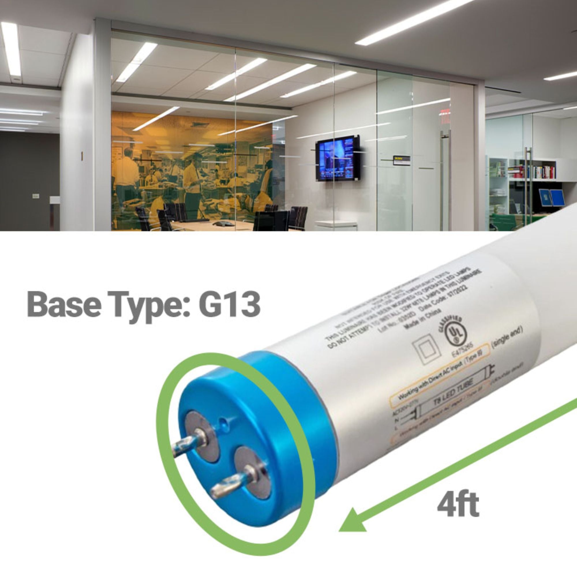 4ft 18W LED T8 Glass Tube Light | Type B Ballast Bypass | Double Ends & Single End UL Type B | DLC 5.1