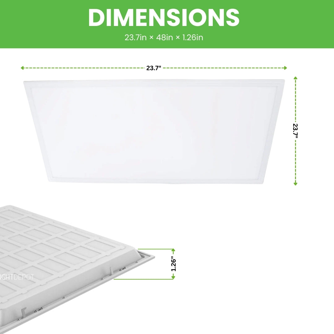 2x4 LED Panel Light – 5 Wattage selectable (20W–50W) – 5 CCT Tunable – 134 lm/W – Dimmable Drop Ceiling Light – UL & DLC 5.1 Premium – Pack of 2