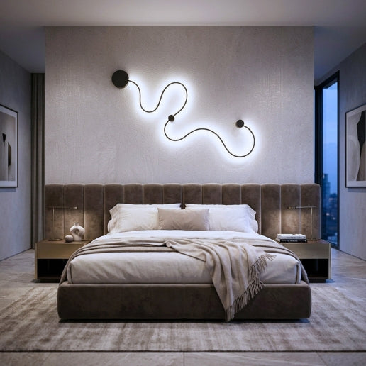 Modern LED Snake Wall Lamp 40W Black Aluminum Silicone Wall Light Fixture