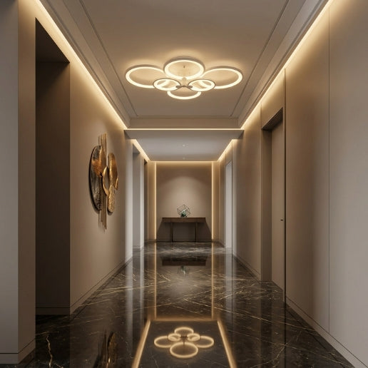Modern Acrylic 6 Head Round Ceiling Mount LED Fixture Light – 90W Contemporary Flush Mount Ceiling Light