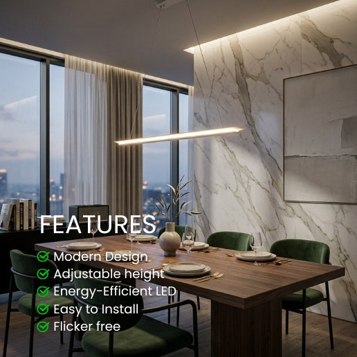 Modern LED Linear Suspension Chandelier Light 70W Acrylic Pendant Fixture