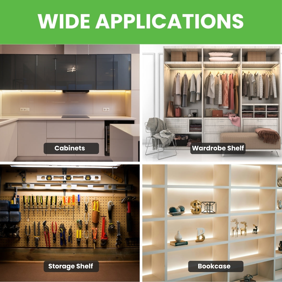 LED Under Cabinet Light - 4 Seamless Light Bars + Power Supply