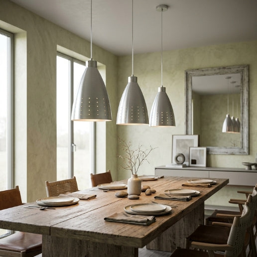 Silver Aluminum Pendant Light for Kitchen Island, Dining Room & Modern Interiors