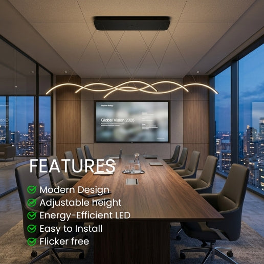 Modern LED Wave Chandelier Linear Suspension Light – 3 Head Hanging Ceiling Fixture