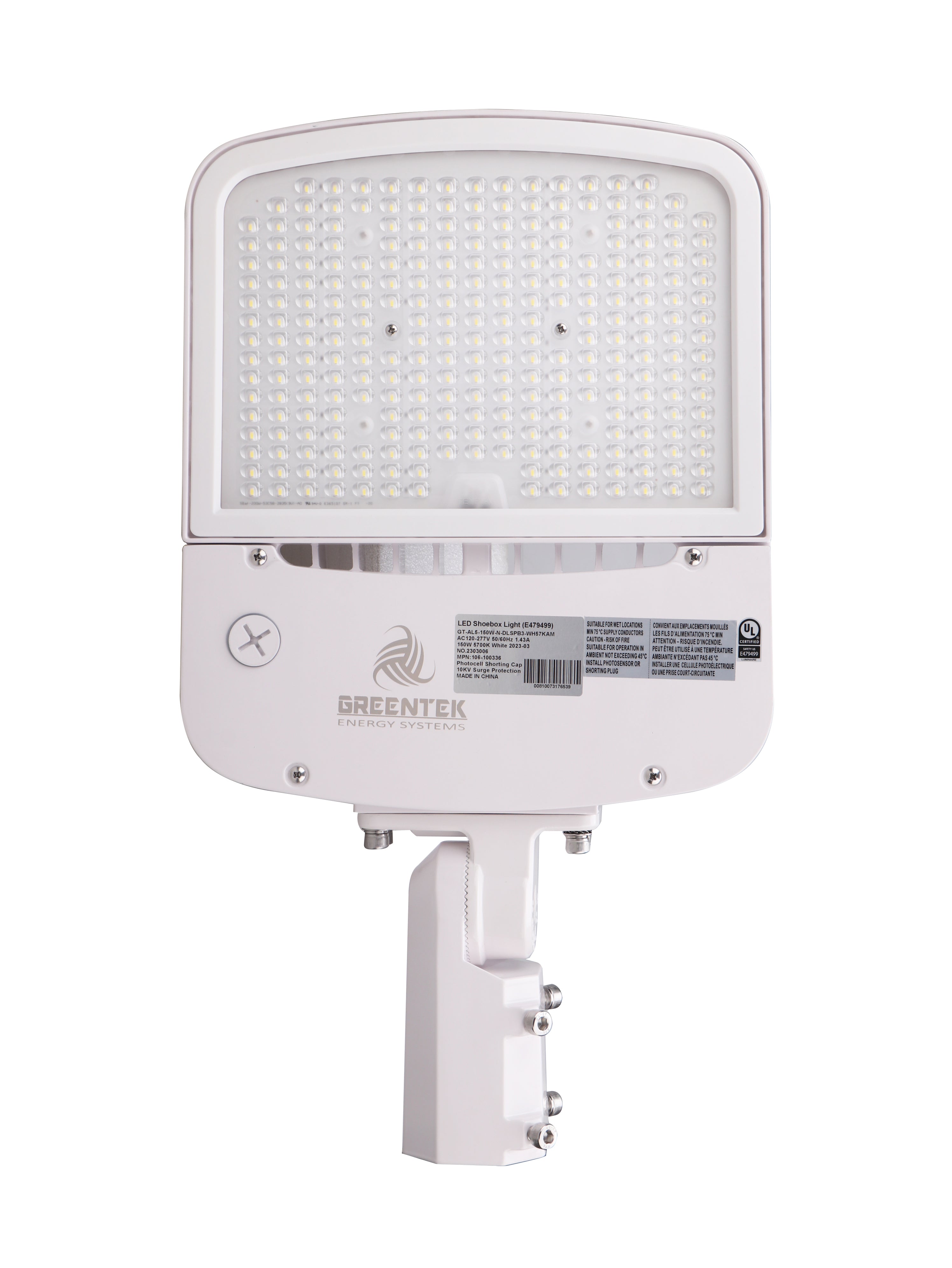 LED Street Light - 150W - 145 lm/w - Tunable CCT - Shorting Cap + 10KV Surge protection - Slip Fitter Mount - AL5 Series - White - UL+DLC 5.1