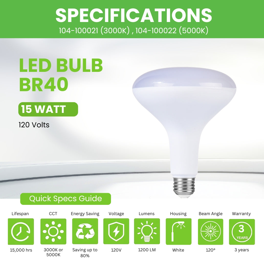 LED Bulb BR40 - 15W - 1200lm - 24 Pack - Dimmable - ETL
