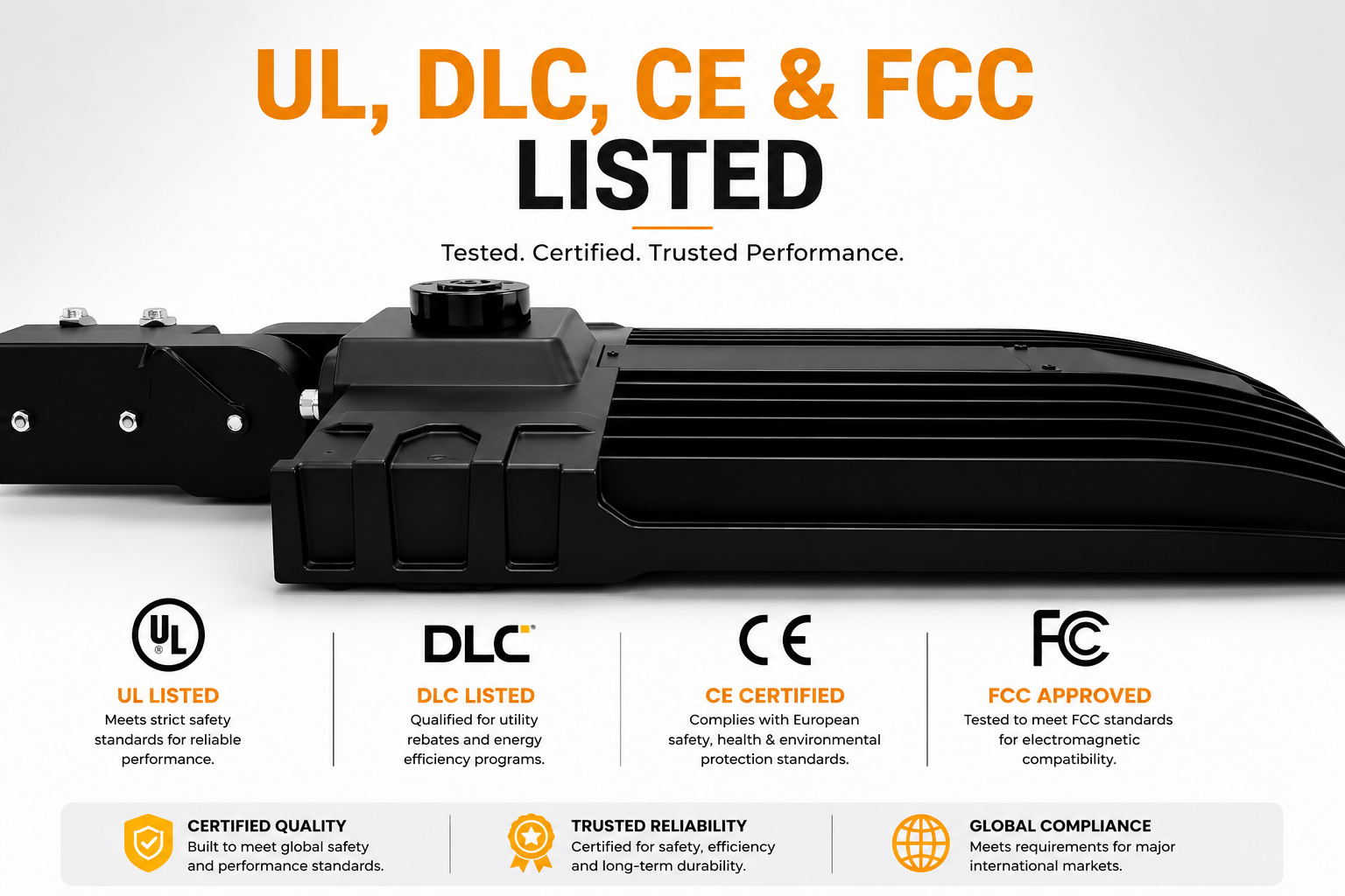 240W LED Street Light | Slip Fitter Mount | Outdoor Parking Lot & Roadway Light | UL Listed