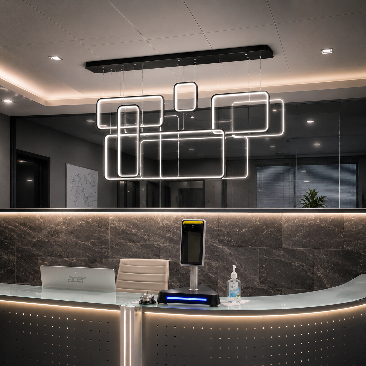 150W Modern Chandelier LED Rectangular Suspension Light - Contemporary Ceiling Fixture