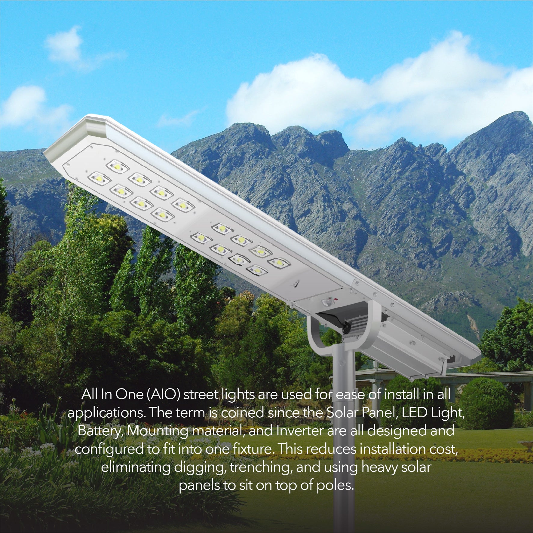 100W Solar LED Street Light 4000K – 10,000 Lumens All-in-One Outdoor Area & Pathway Light, IP65 Waterproof