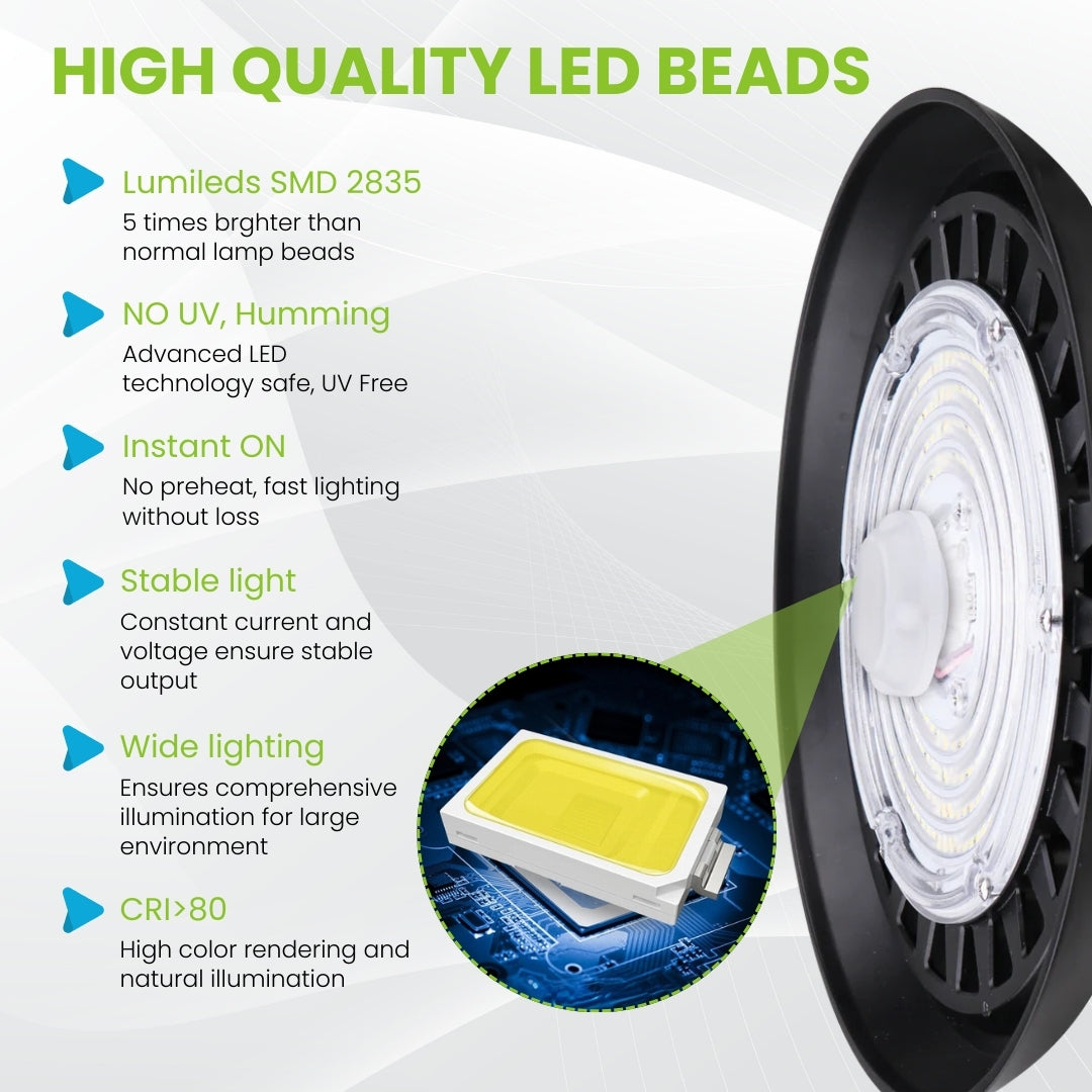LED UFO High Bay - 100W/150W/200W - 4000K/5700K - UHBM - Motion Sensor - Hook Mount - UL + DLC 5.1 Premium