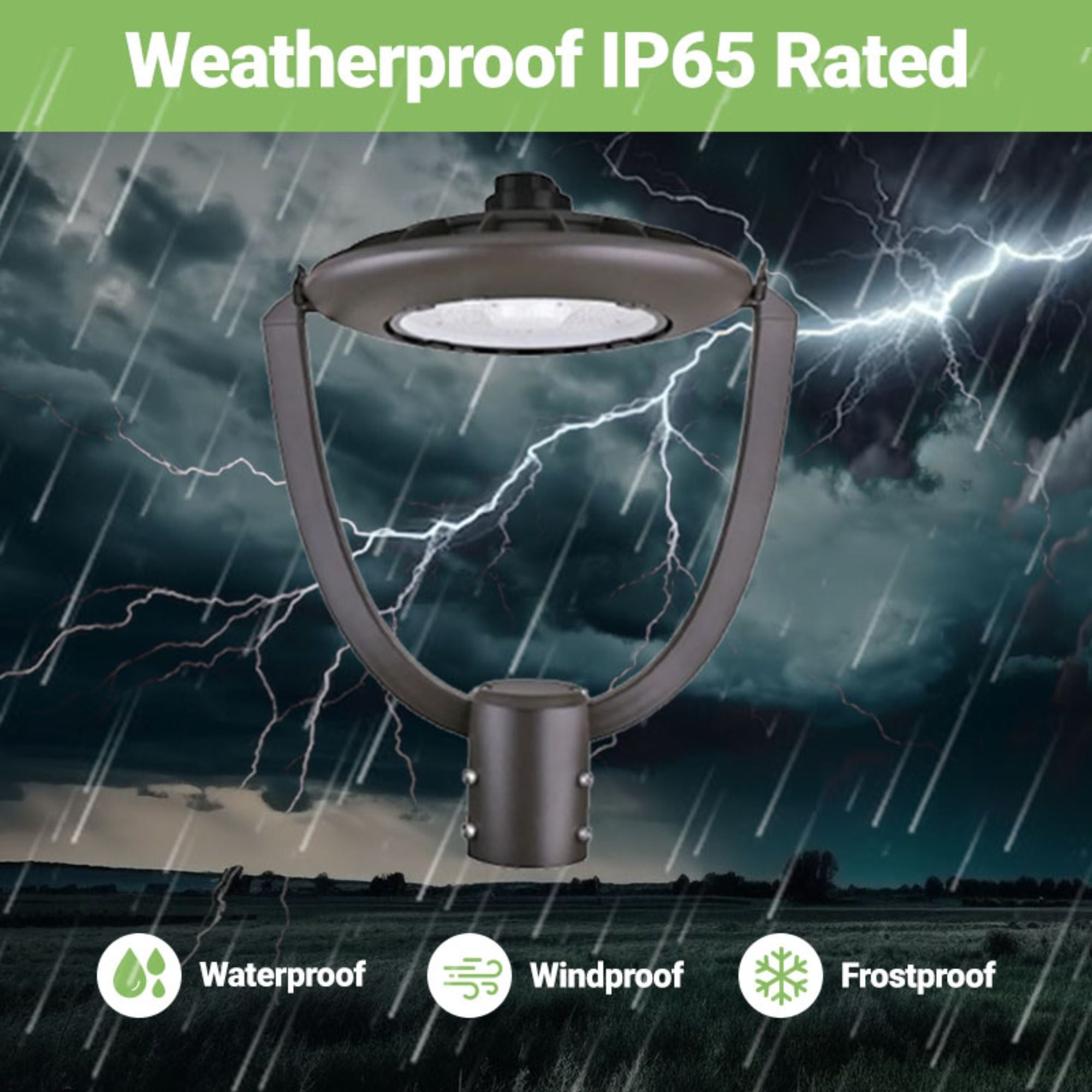 LED Post Top Light Lamp – 35W – Selectable CCT – Black/Bronze – Outdoor Fixture – Shorting Cap – UL & DLC 5.1 Premium