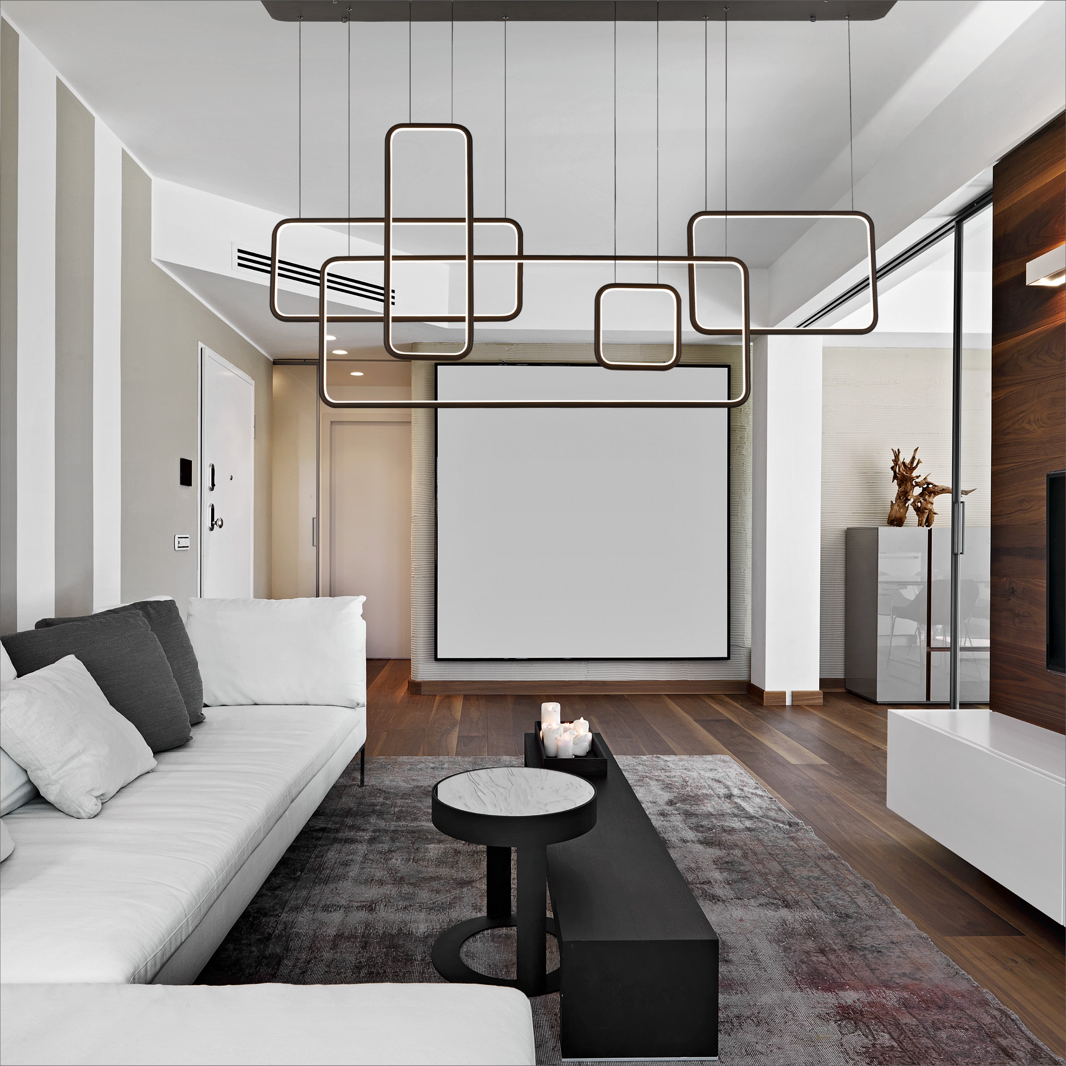 150W Modern Chandelier LED Rectangular Suspension Light - Contemporary Ceiling Fixture