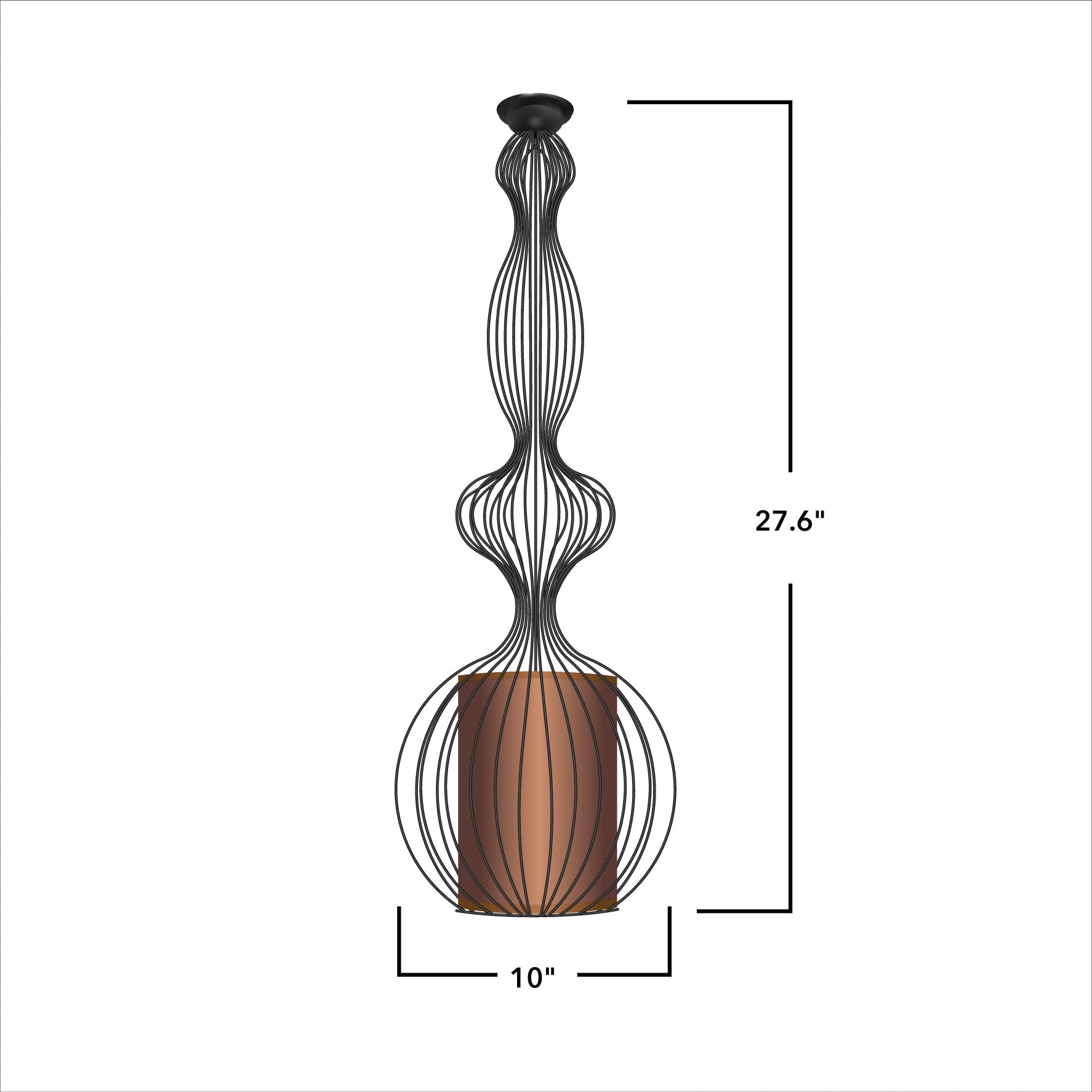 Modern Black Wire Frame Pendant Light with Diffuser – E26/E27 Hanging Ceiling Fixture