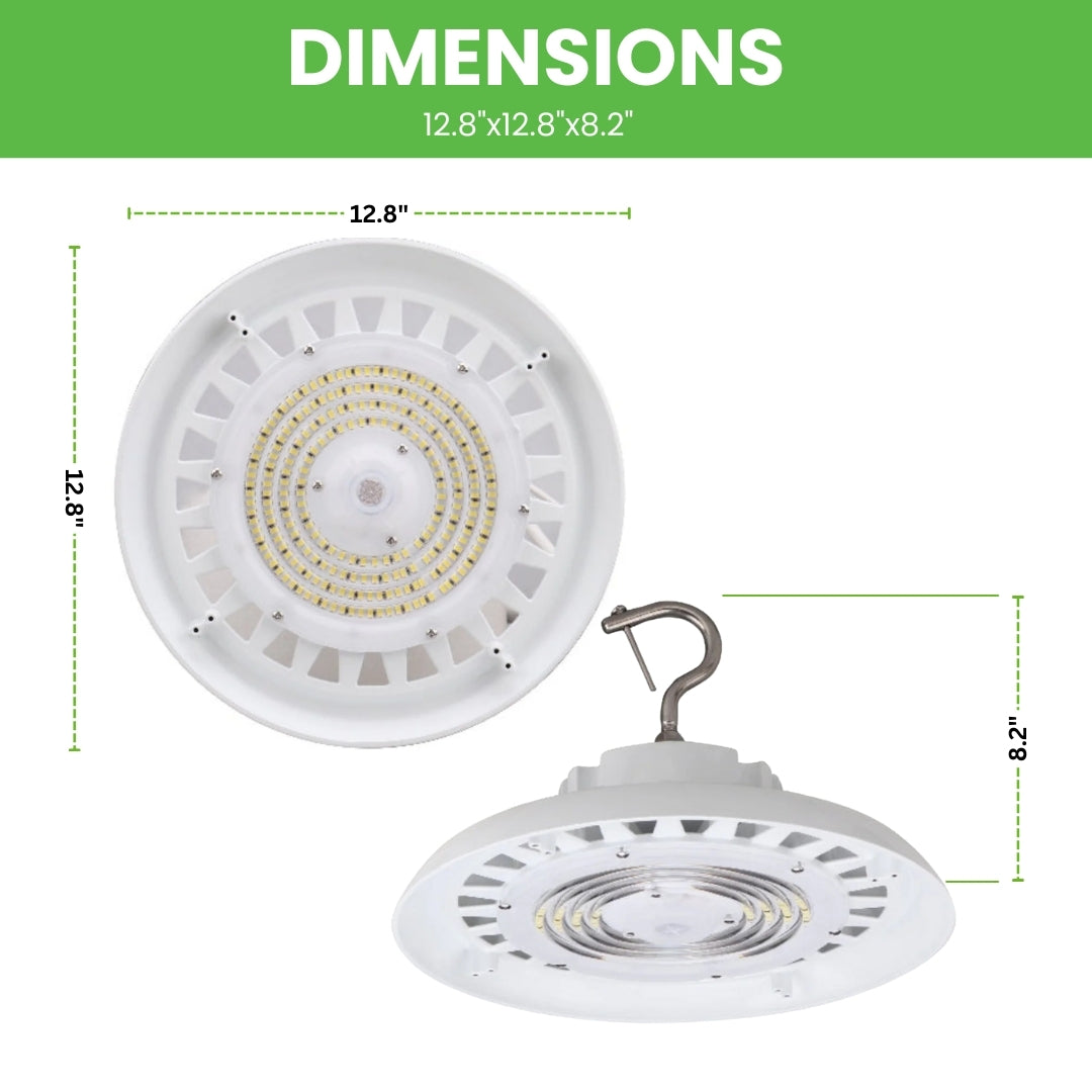 LED High Bay - 150W - 4 Pack - 21,200 Lumens - UFO4 High Voltage - Hook Mount - UL + DLC 5.1 Premium