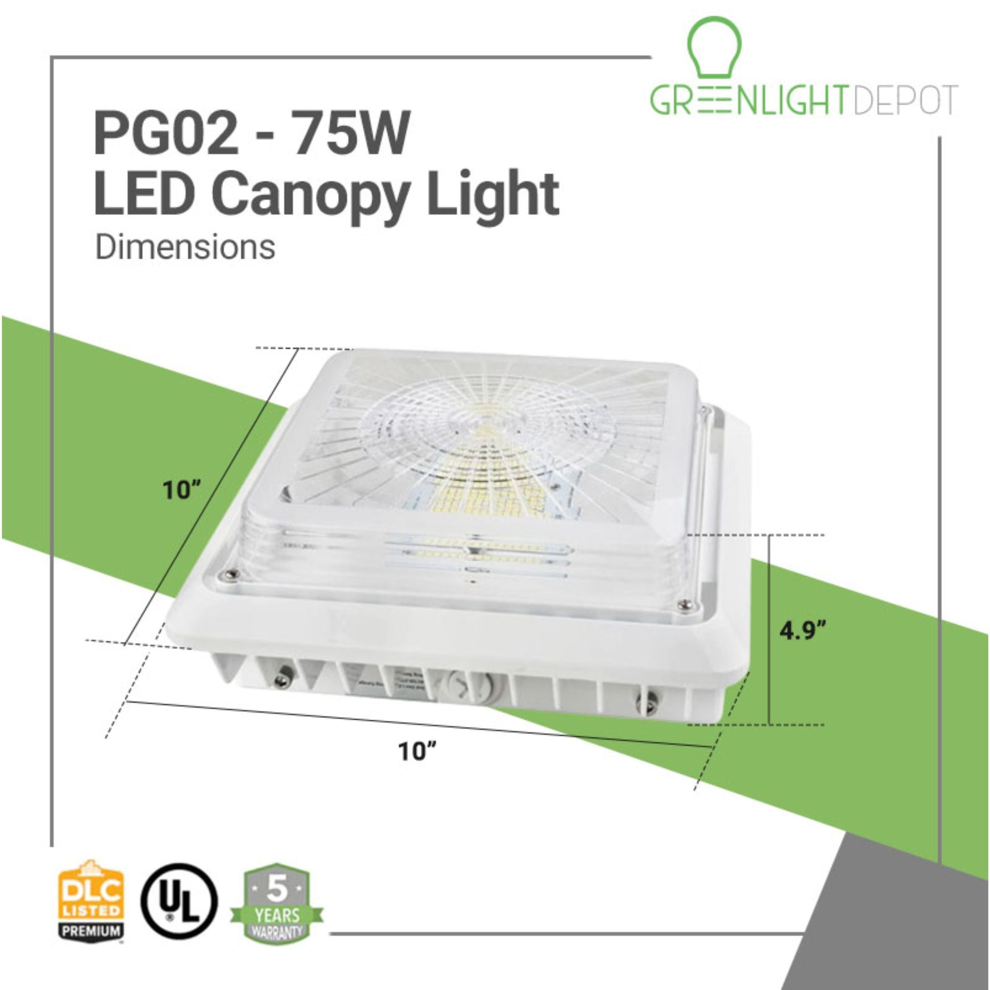 LED Canopy light 75 Watts Dimensions