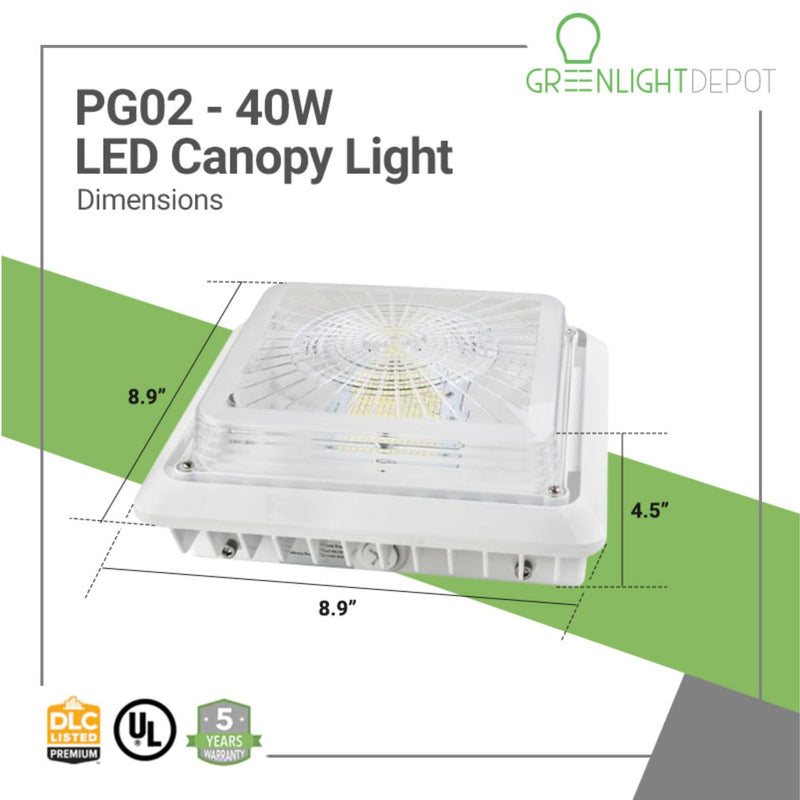LED Canopy Light 40 Watts Dimensions 