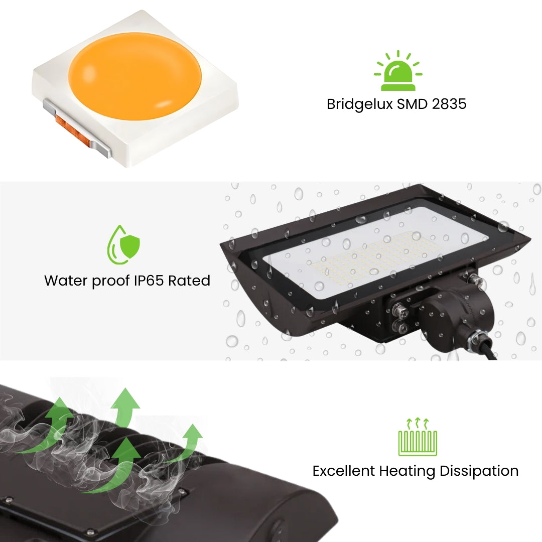 LED Flood Light 50W 5750 Lumens Knuckle Mount Outdoor Landscape Light UL Listed IP65 4000K 5000K