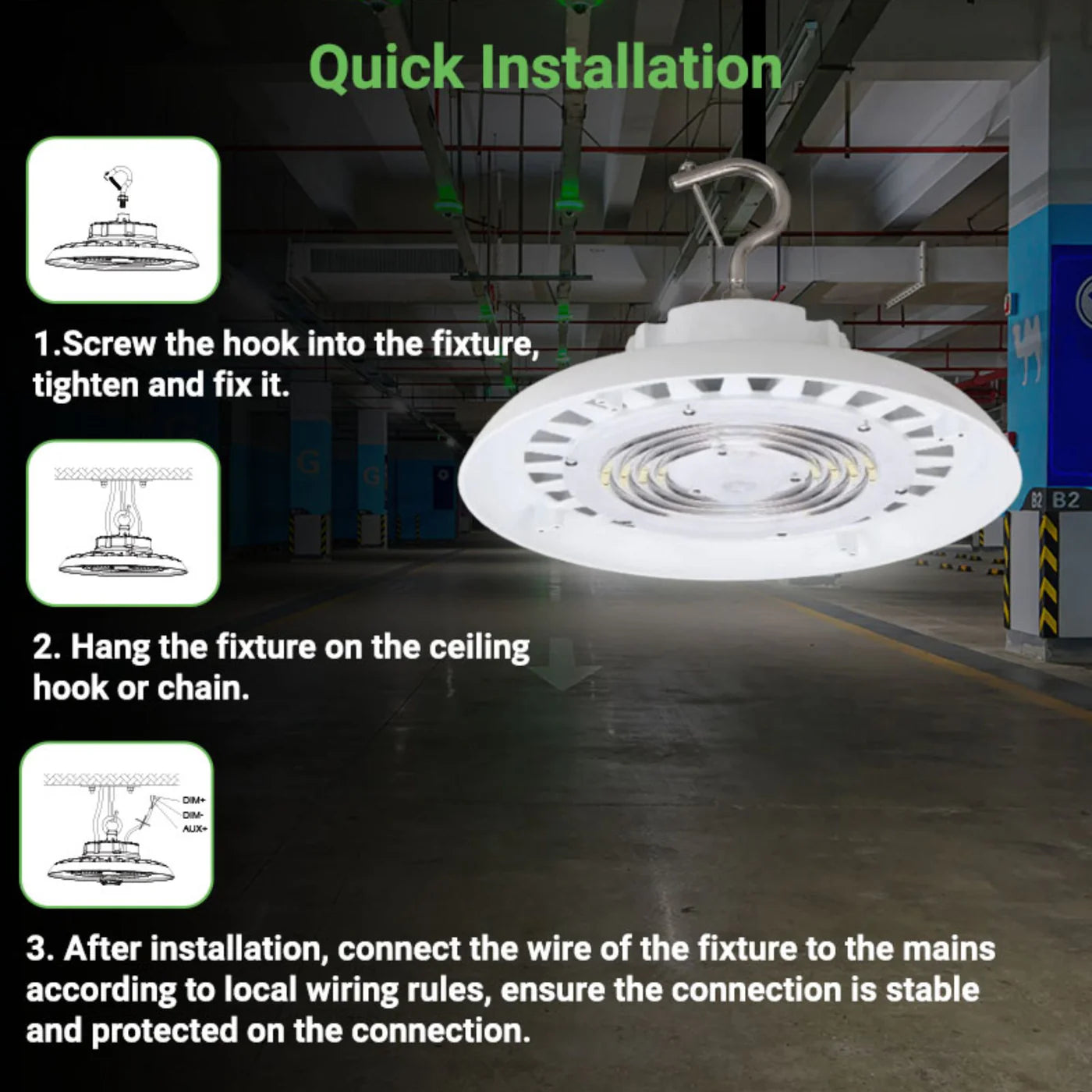 LED High Bay - 150W White - 4 Pack - 21,200 Lumens - UFO4 LED High Bay Light - Hook Mount - UL + DLC 5.1 Premium