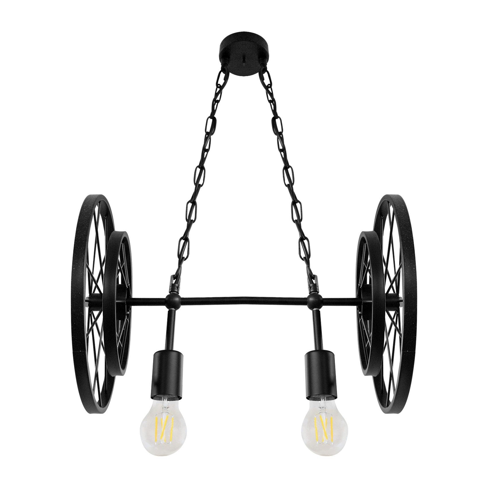 Pendant Light Industrial Rustic 4 Wheel 2 Light