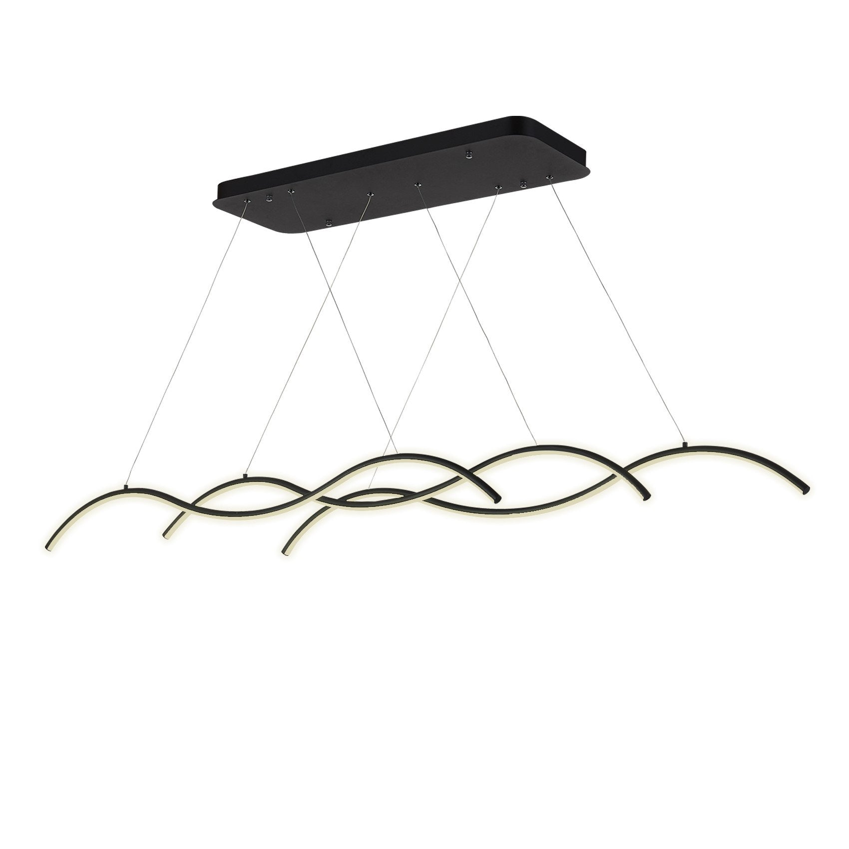 Modern Chandelier Light LED Linear Suspension Wave 3 Head