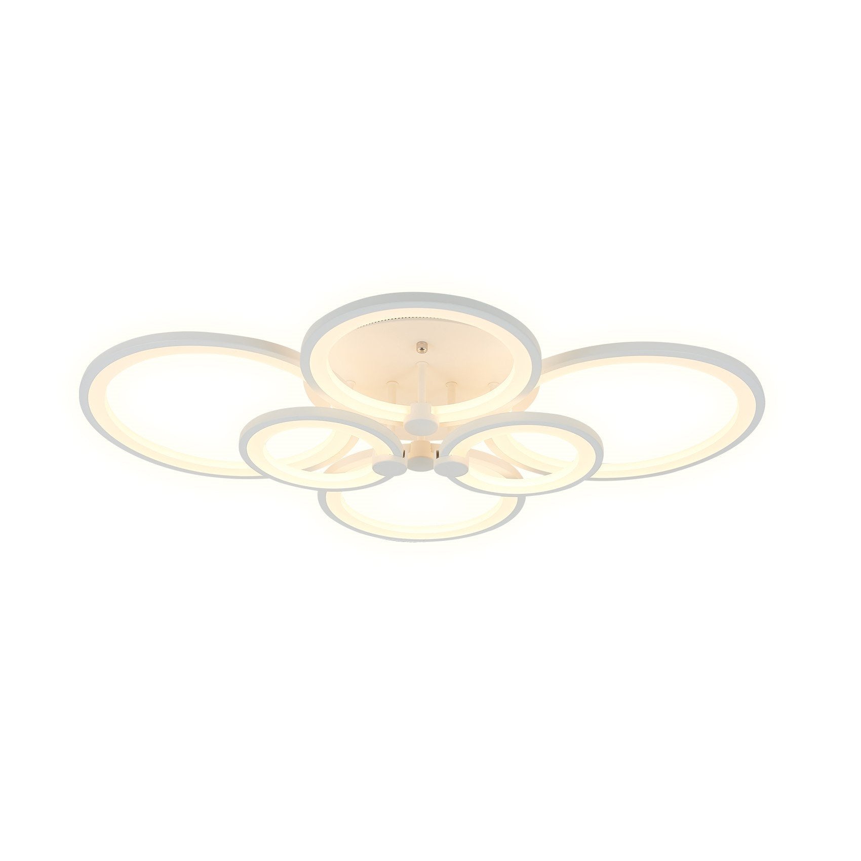 Modern Acrylic 6 Head Round Ceiling Mount LED Fixture Light – 90W Contemporary Flush Mount Ceiling Light