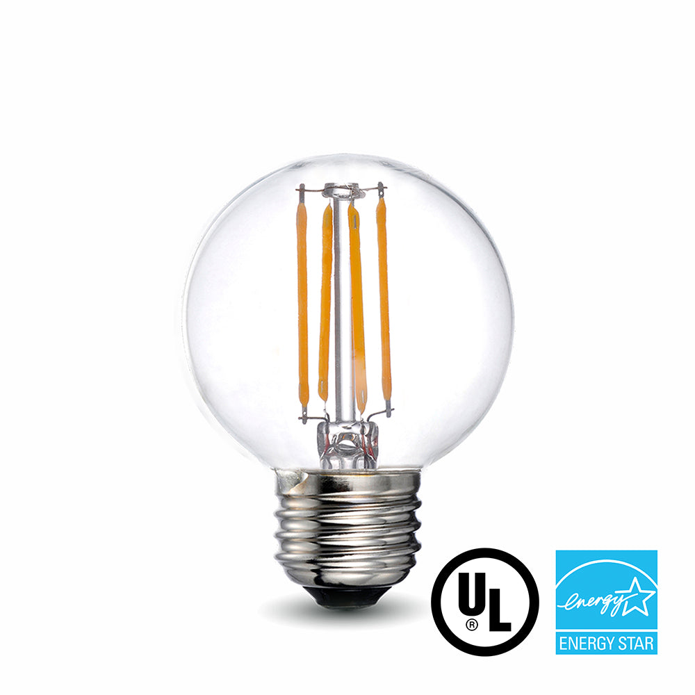 LED Filament Bulb - G16.5 - 60 Watt Equivalent - 10 Pack - E26 - Dimmable