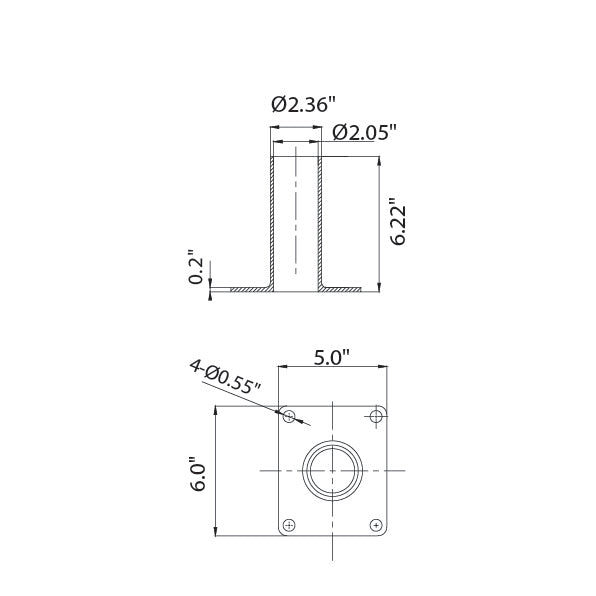 LED Shoebox Adapter Mount - Horizontal tenon - Square Pole or Wall Mount