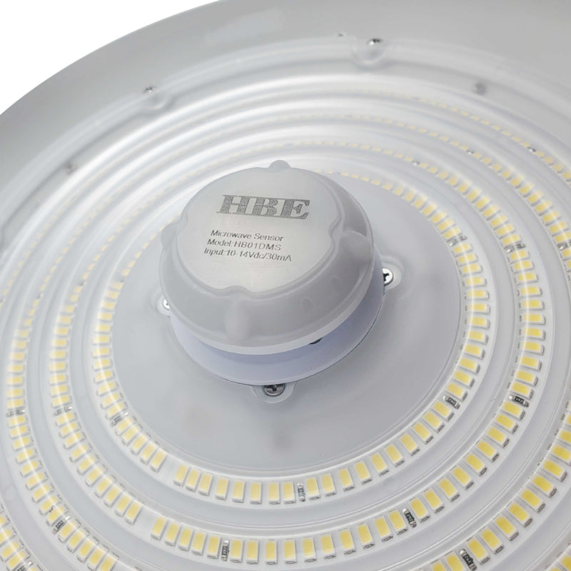 LED High Bay - 150W - 20,899 Lumens - Motion Sensor - UFO2 - Hook Mount - 5 Year Warranty - White - (UL+DLC5.1)