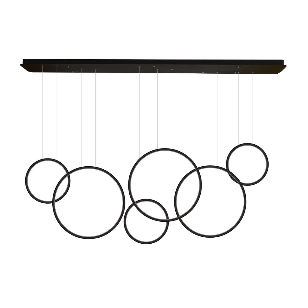 Modern Chandelier LED Light Linear Suspension 6 Ring