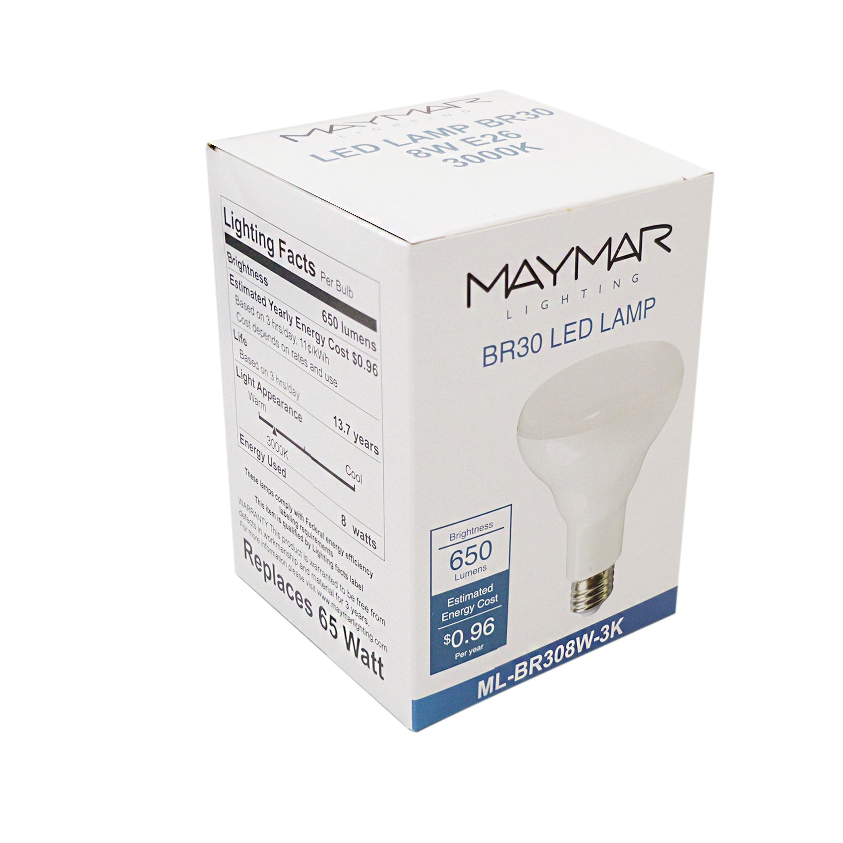 LED BR30 - 8W - 650lm - Dimmable - 12 Pack - UL