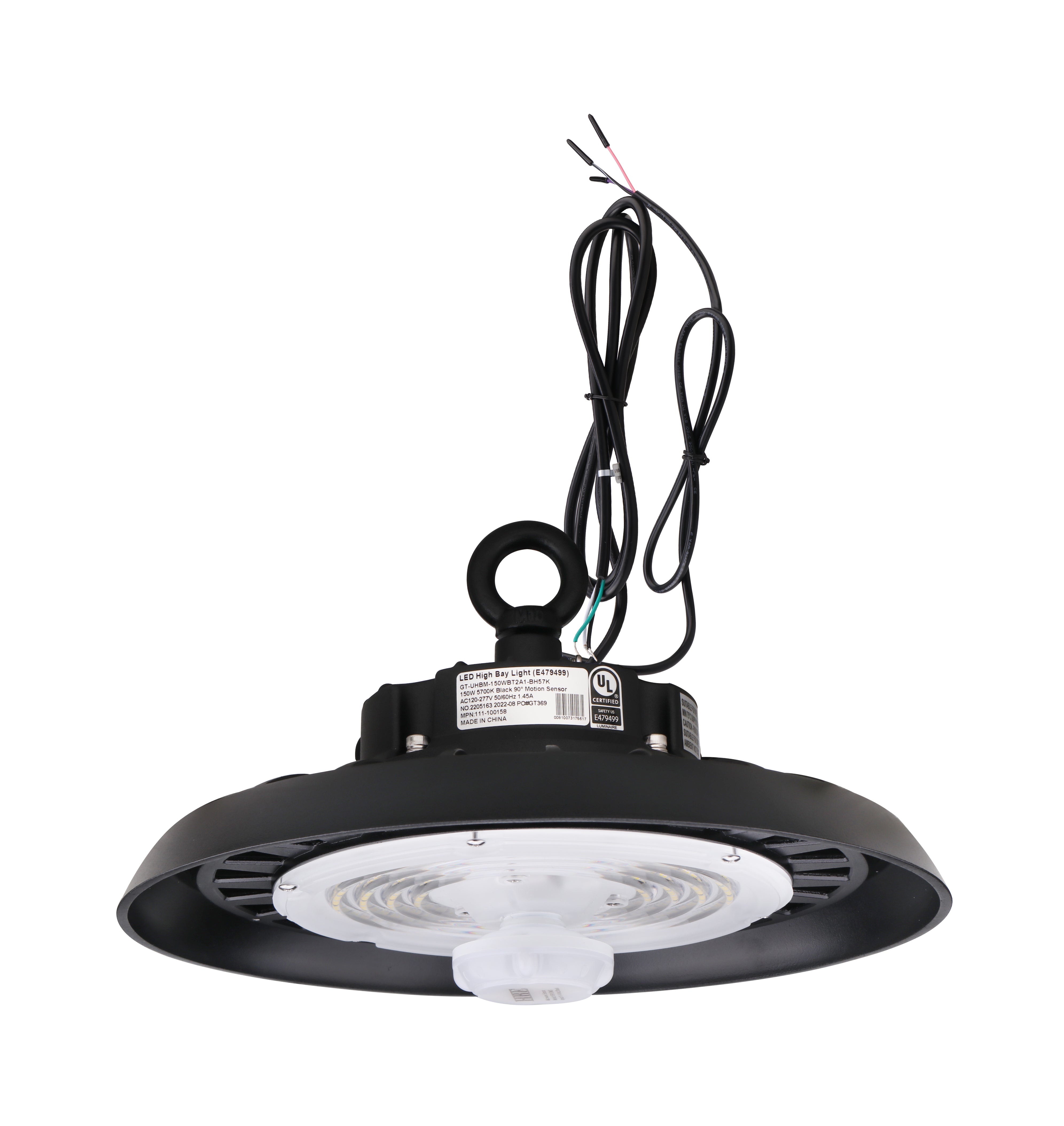 LED UFO High Bay - 100W/150W/200W - 4000K/5700K - UHBM - Motion Sensor - Hook Mount - UL + DLC 5.1 Premium