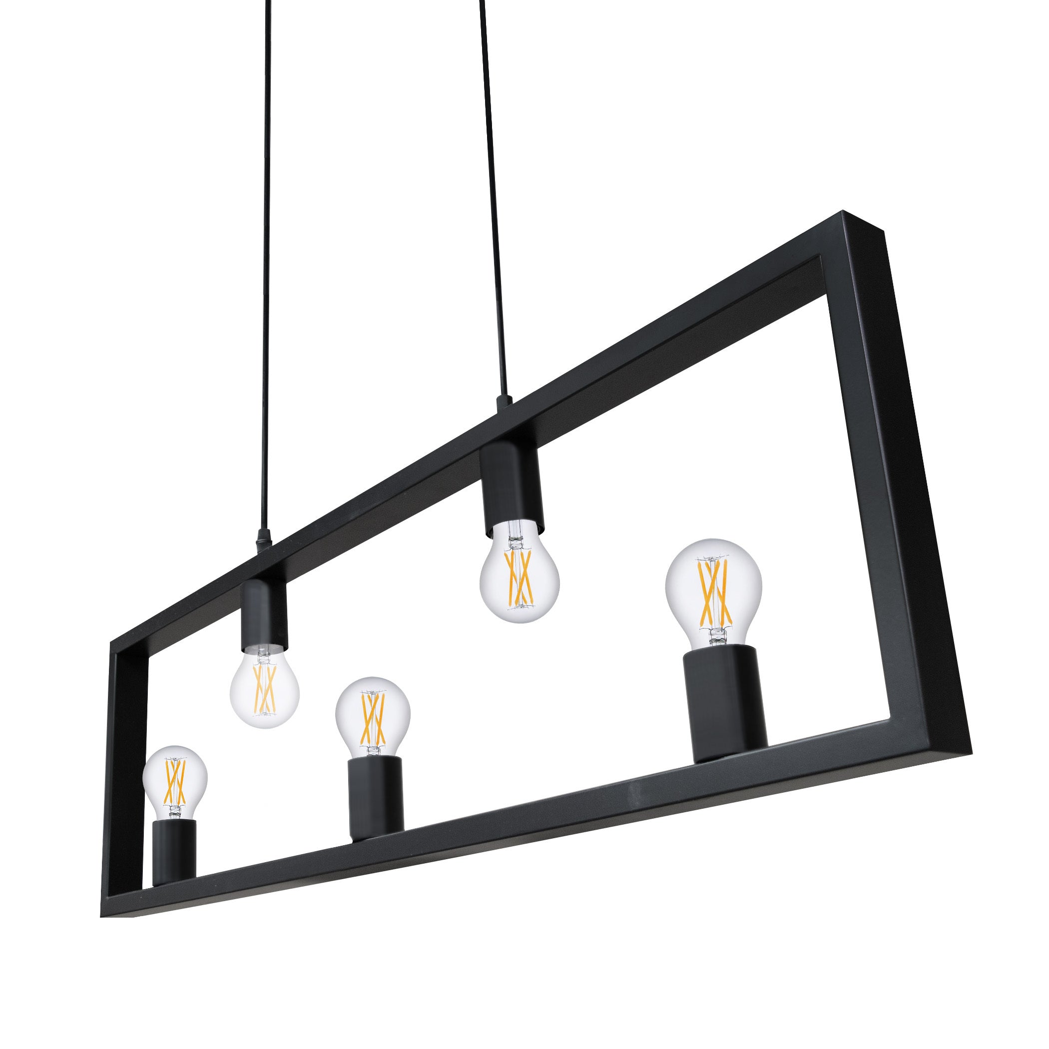 Island Pendant Light Industrial Rectangle 5 Light