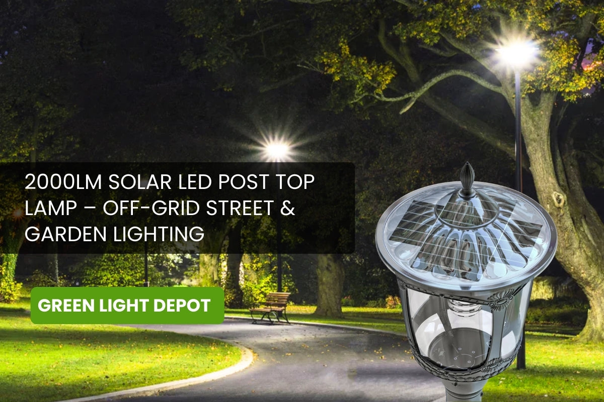 2000lm Solar LED Post Top Lamp – Off-Grid Street & Garden Lighting
