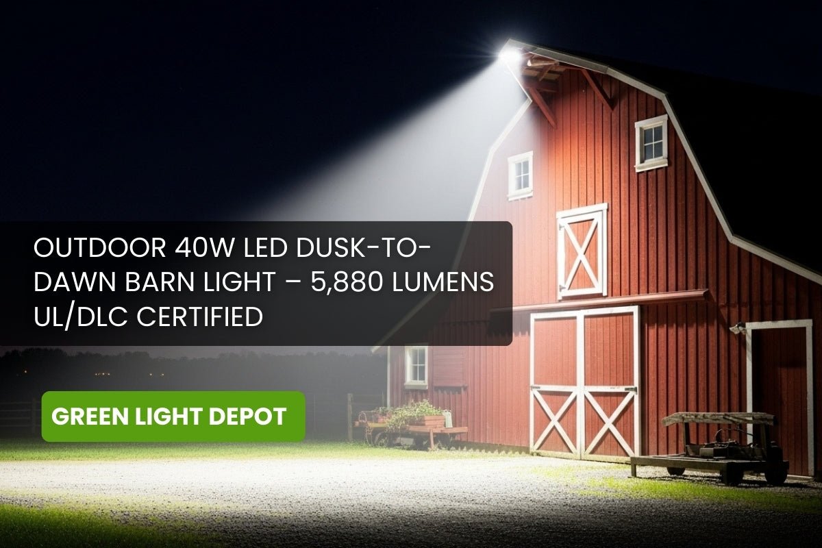Outdoor 40W LED Dusk-to-Dawn Barn Light – 5,880 Lumens – UL/DLC Certified