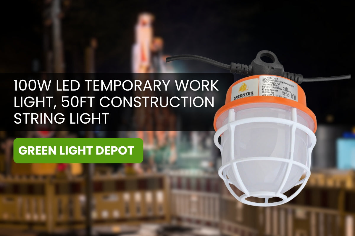 100W LED Temporary Work Light – 50ft Construction String Light