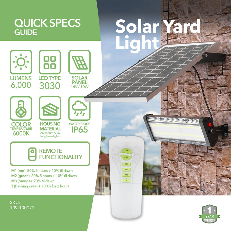 Solar Yard Light- 6000 Lumens - Remote Included