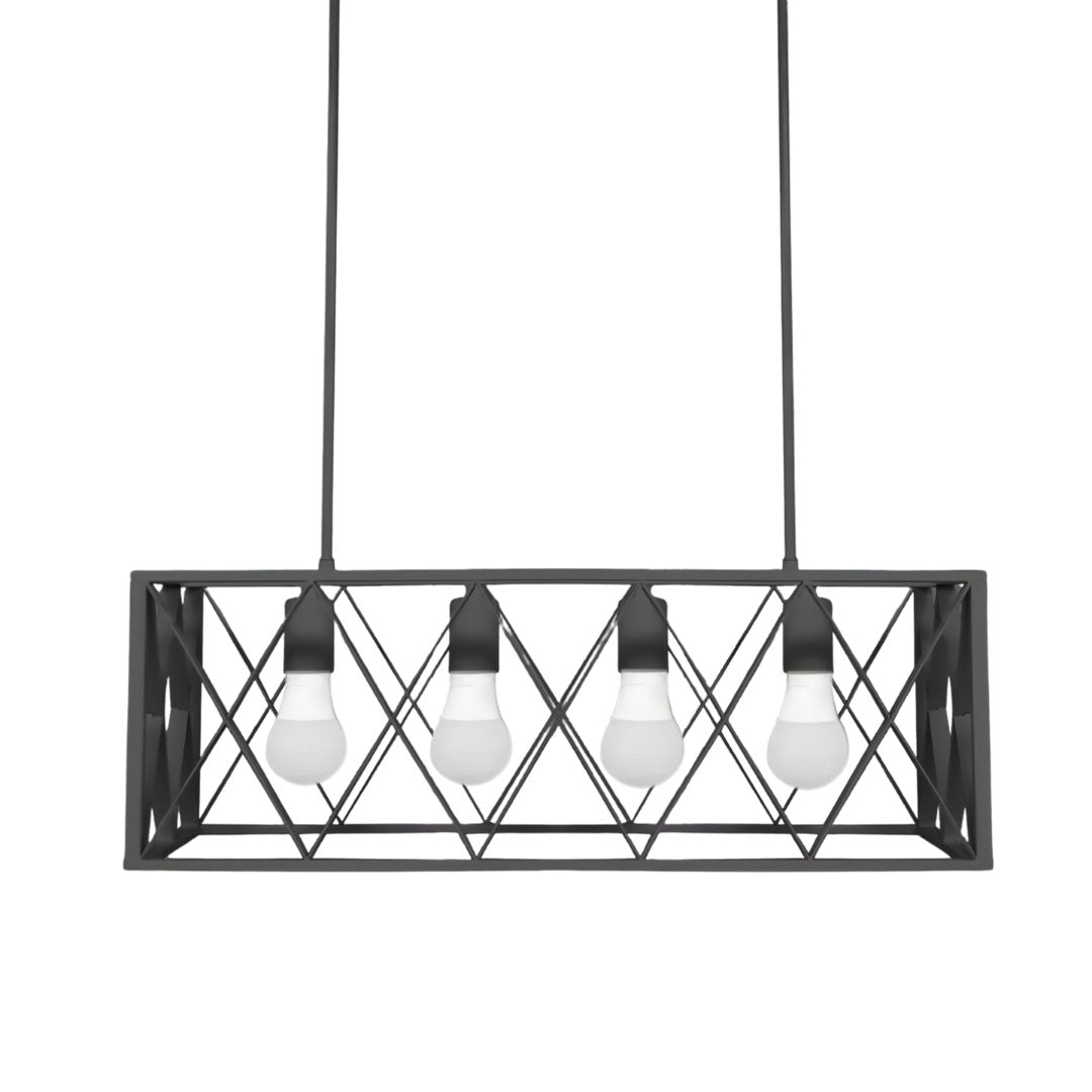Island Pendant Light Industrial Rustic Cross Frame Box 4 Light