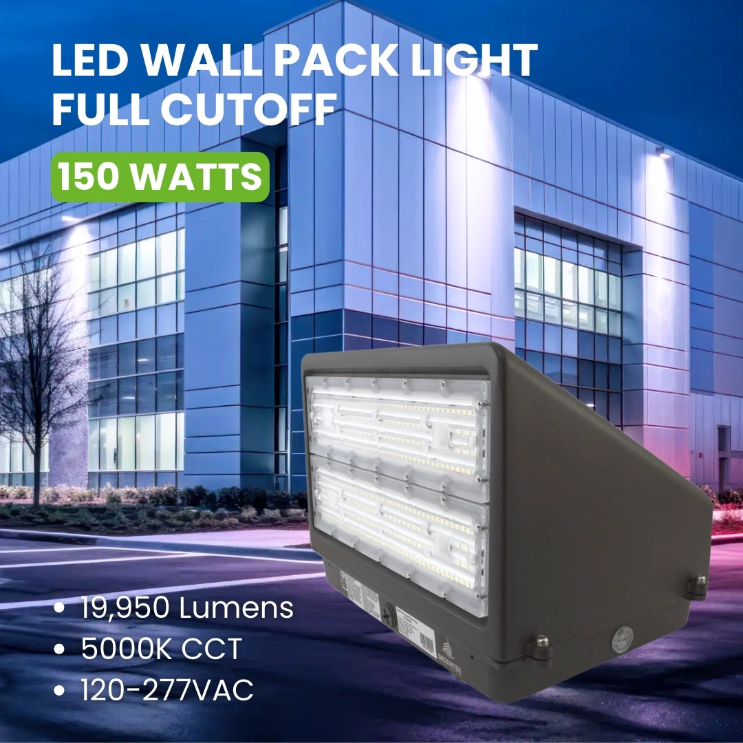 150W LED Wall Pack Light - Full Cutoff - New Dark Sky - Photocell Included - DLC Listed