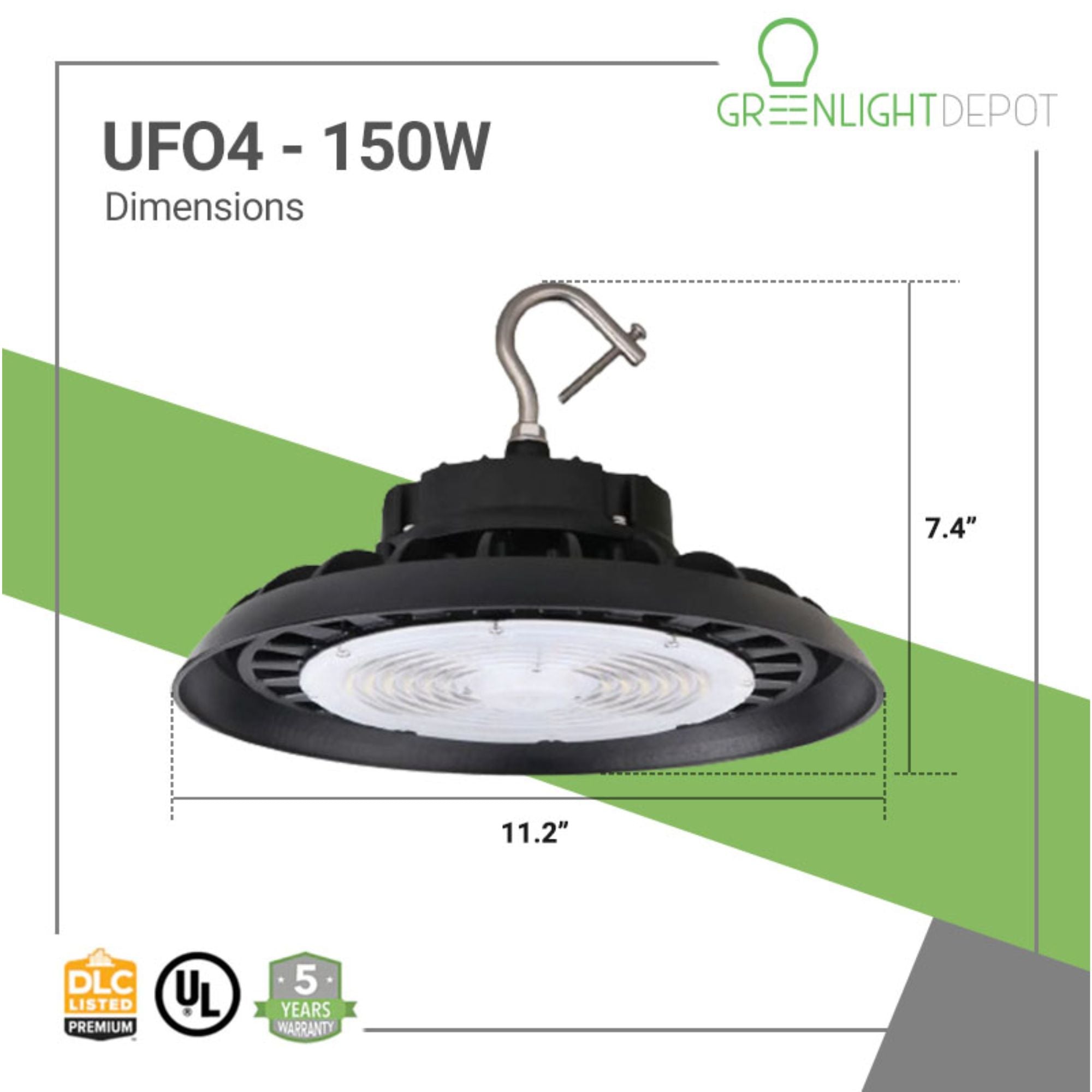 KUKUPPO UFO LED High Bay Light – 150W/200W/240W, 5000K Cool White, IP65, UL DLC For Warehouse & Shop