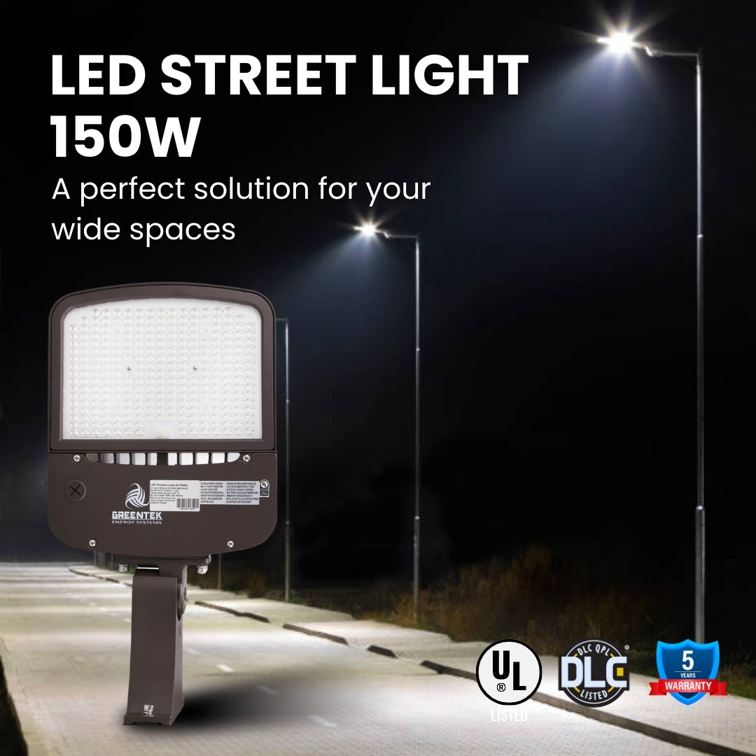 LED Street Light - 150W - 145 lm/w - Tunable CCT - Shorting Cap + 10KV Surge protection - Direct Mount - AL5 Series - UL+DLC 5.1